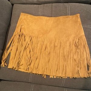 Faux suede fringe mini skirt. New without tags.